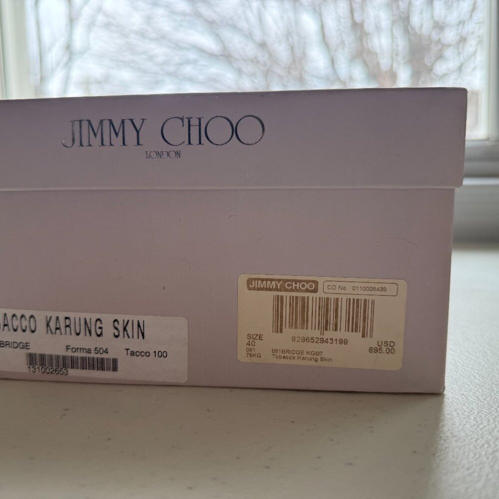 🤎✨ Jimmy Choo Tobacco Karung Skin Lace-Up Heels Size 40 (US 9–9.5) 🤎✨ - Picture 4 of 16